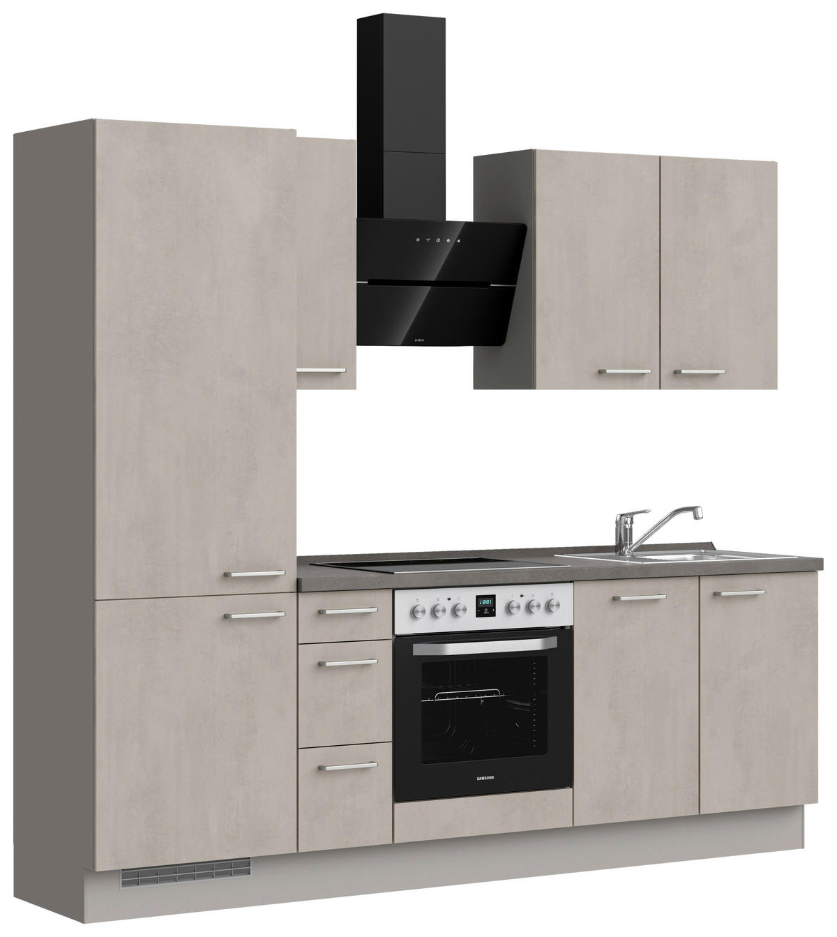 KÜCHENBLOCK 240 cm   in Grau, Schieferfarben  - Schieferfarben/Edelstahlfarben, MODERN, Holzwerkstoff/Metall (240cm) - Nobilia