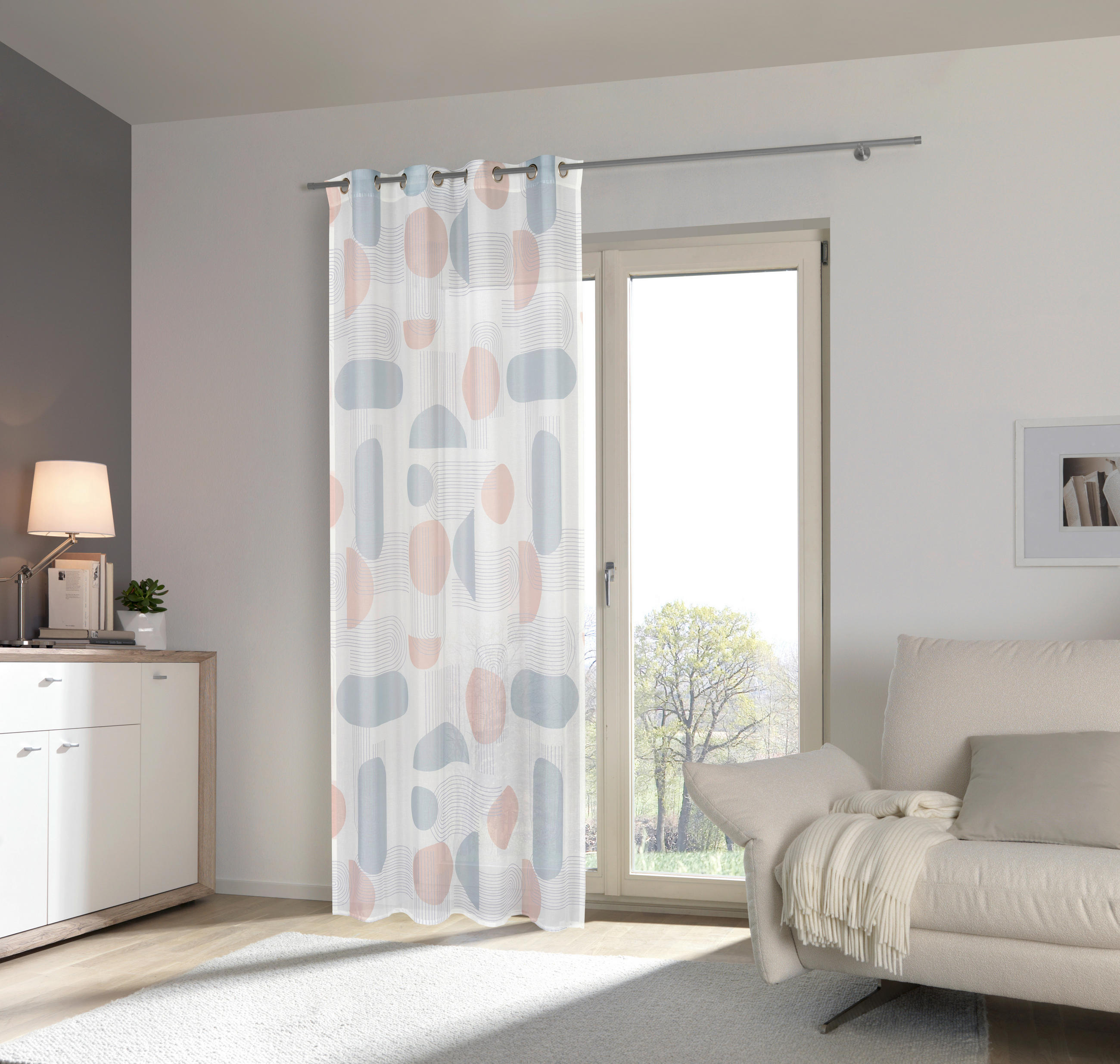 ZAVESA Z OBROČKI  prosojno   140/245 cm  - meta zelena/oranžna, Design, tekstil (140/245cm) - Esposa