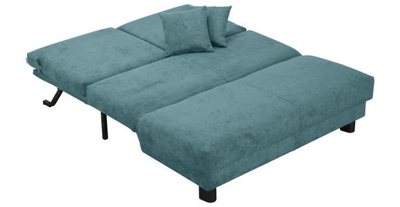 SCHLAFSOFA Chenille Petrol  - Petrol/Schwarz, Design, Textil/Metall (160/85/100cm) - Carryhome