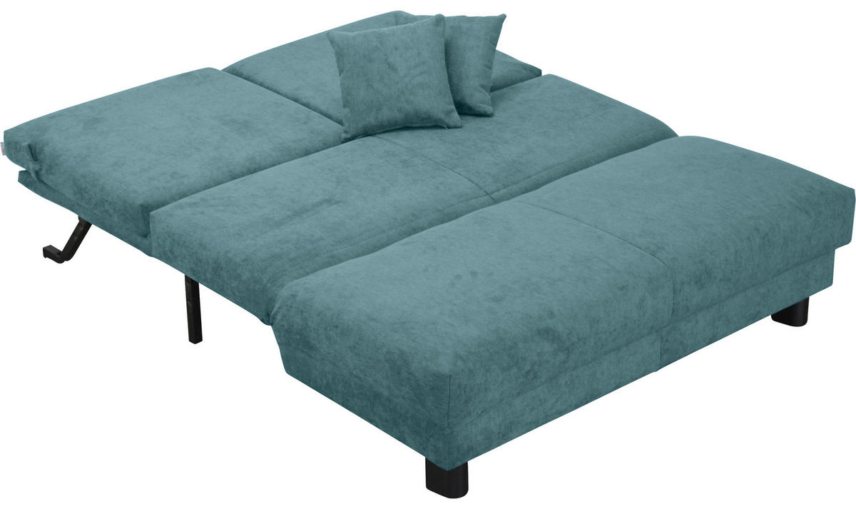 SCHLAFSOFA Chenille Petrol  - Petrol/Schwarz, Design, Textil/Metall (160/85/100cm) - Carryhome