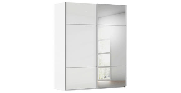 SCHWEBETÜRENSCHRANK  in Weiß  - Alufarben/Weiß, KONVENTIONELL, Glas/Holzwerkstoff (201/223/68cm) - Novel