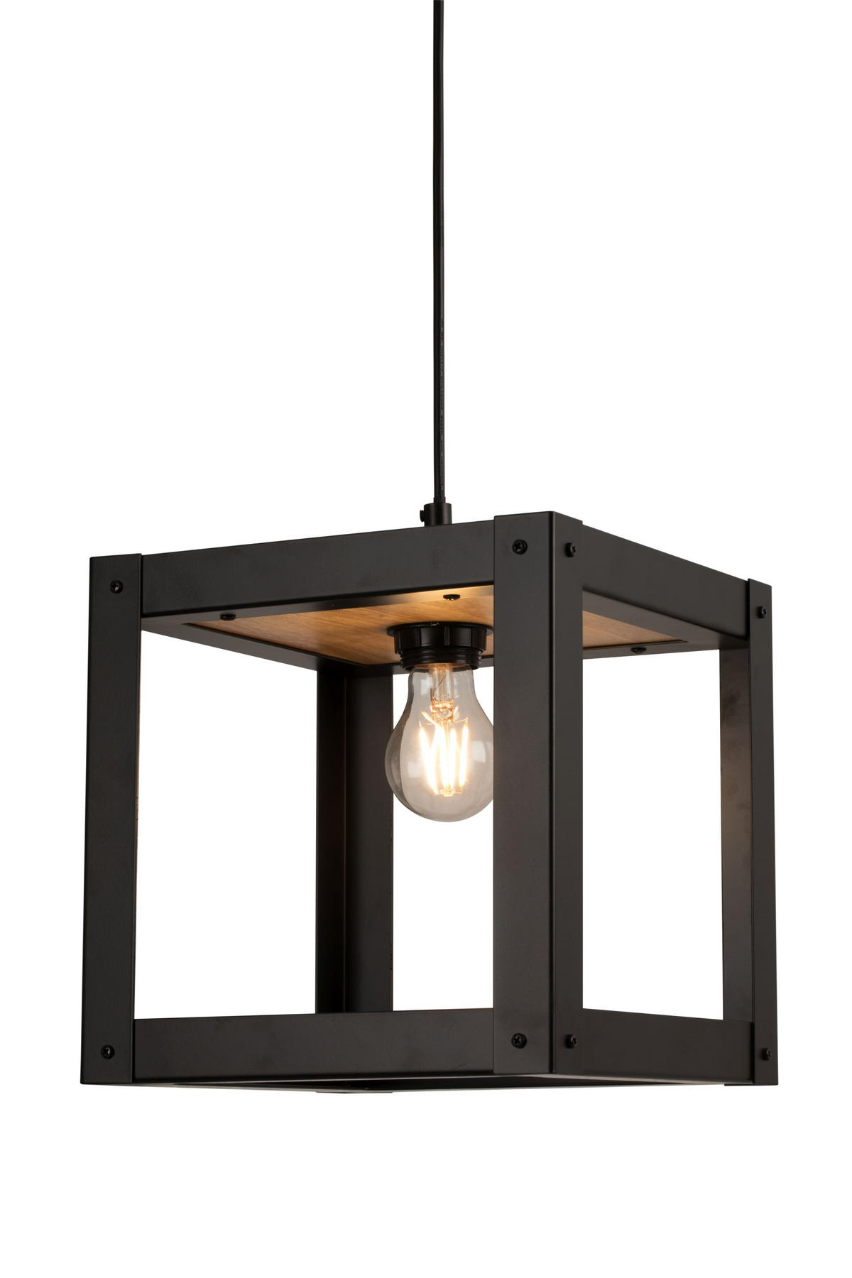 HÄNGELEUCHTE 25/25/150 cm  - Schwarz, LIFESTYLE, Holz/Metall (25/25/150cm) - Marama