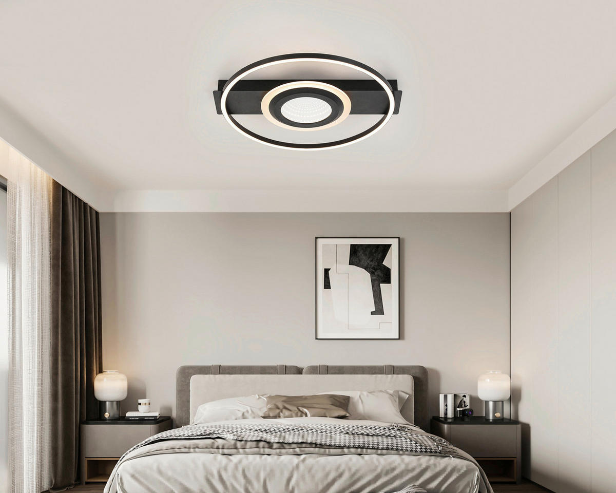 LED-DECKENLEUCHTE 42/40/6 cm   - Schwarz, Trend, Kunststoff/Metall (42/40/6cm) - Novel