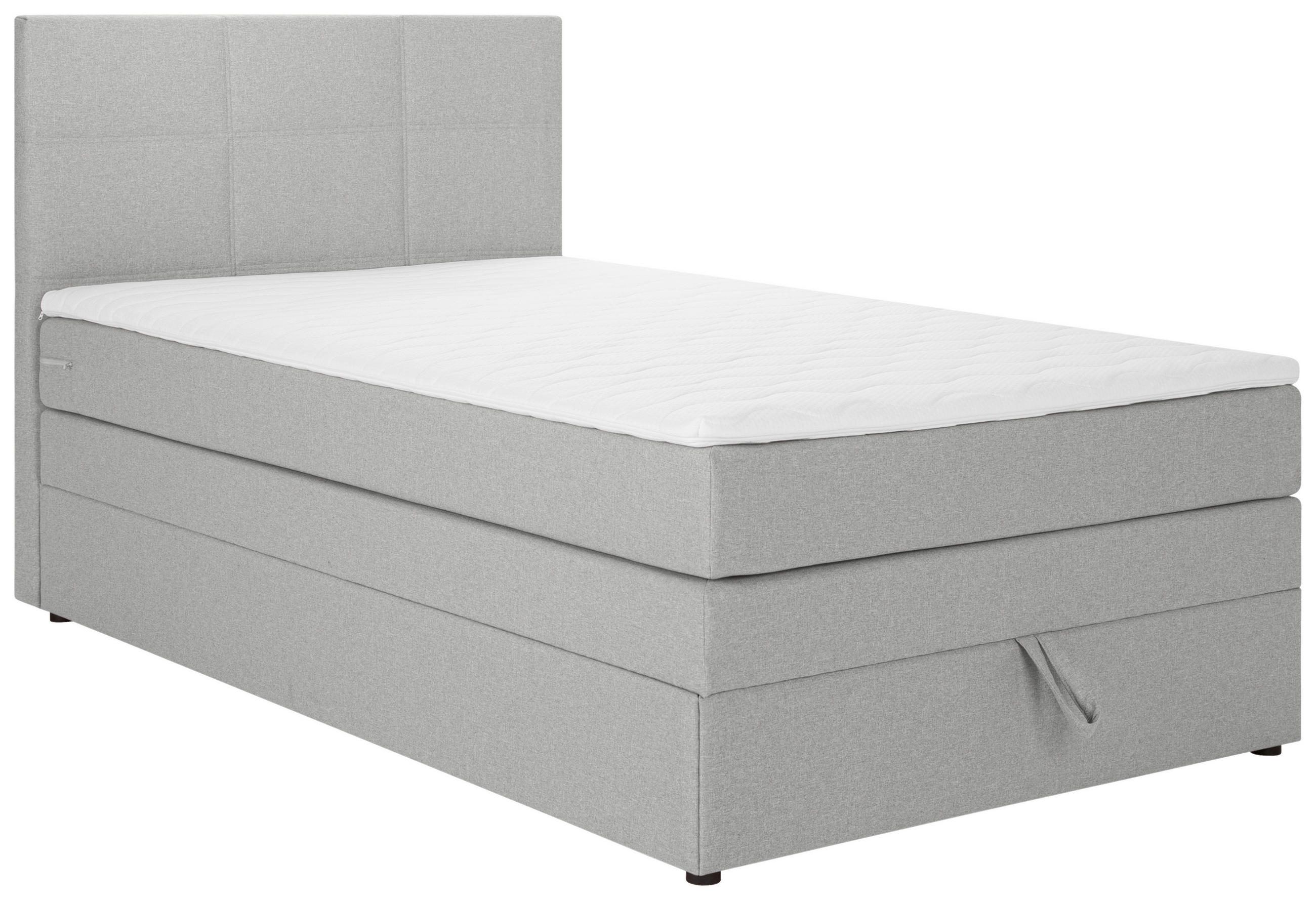 BOXSPRINGBETT 120/200 cm  in Hellgrau  - Hellgrau/Schwarz, Design, Kunststoff/Textil (120/200cm) - Welnova