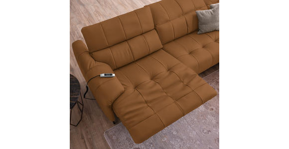 ECKSOFA in Echtleder Currygelb 313/165 cm - Currygelb/Cognac, Design, Leder/Metall (313/165cm) - Emilio Belluti