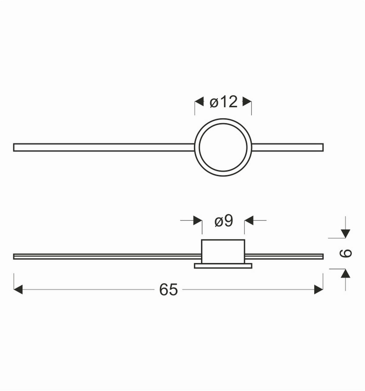 LED-WANDLEUCHTE 65/6/12 cm   - Messingfarben/Weiß, Design, Kunststoff/Metall (65/6/12cm)