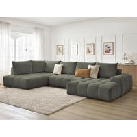 ECKSCHLAFSOFA EVEREST  mit Rücken echt, Armteil links, Armteil rechts Flachgewebe Grün  - Schwarz/Grün, MODERN, Kunststoff/Textil (212/423/198cm)