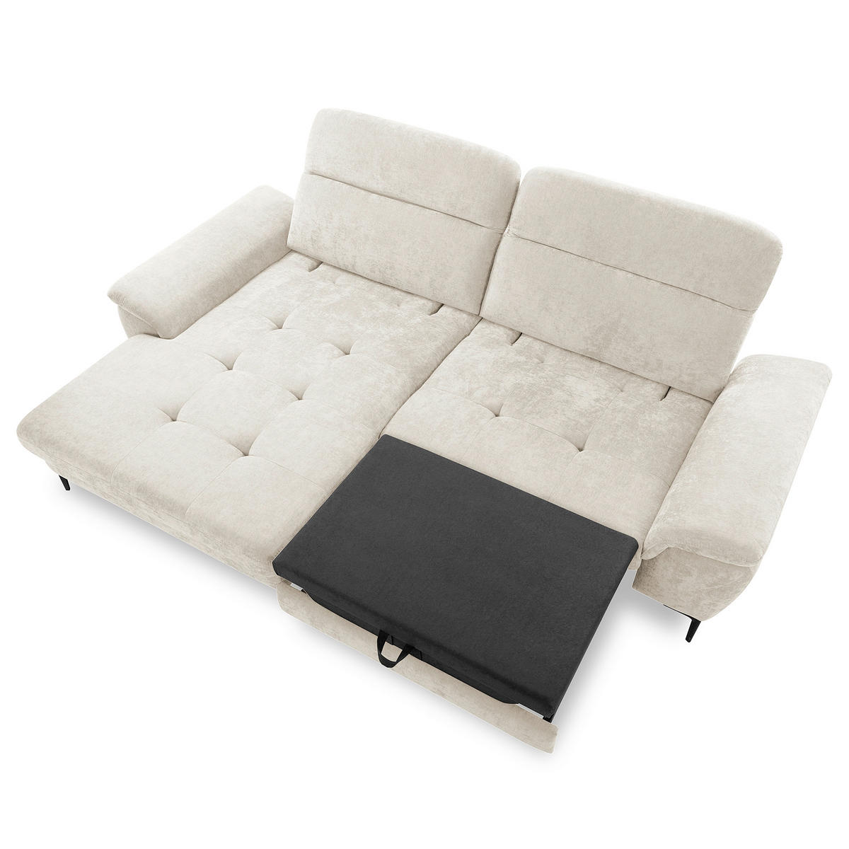ECKSOFA  Webstoff Creme  - Creme/Schwarz, Design, Textil/Metall (195/268cm) - Livetastic