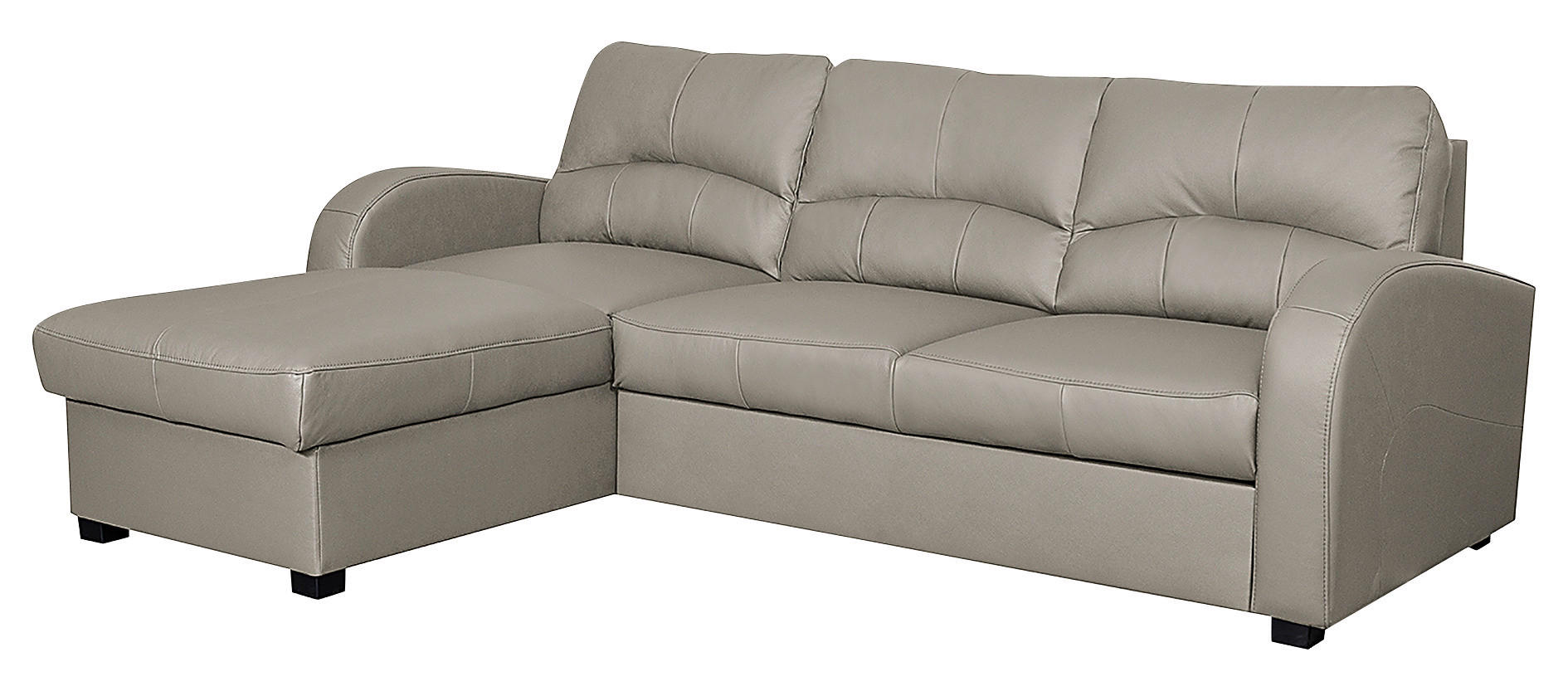 ECKSOFA Platinfarben Echtleder Lederlook  - Platinfarben/Schwarz, Design, Leder/Kunststoff (168/227cm) - Livetastic