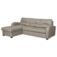 ECKSOFA Platinfarben Echtleder Lederlook  - Platinfarben/Schwarz, Design, Leder/Kunststoff (168/227cm) - Livetastic