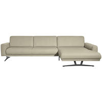 ECKSOFA in Echtleder Ecru  - Ecru/Anthrazit, Konventionell, Leder/Metall (324/179cm) - Johann Jakob