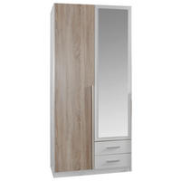 OMARA S KLASIČNIMI VRATI, bela, barve hrasta  - barve hrasta/bela, Design, umetna masa/steklo (90/198/56cm) - Carryhome