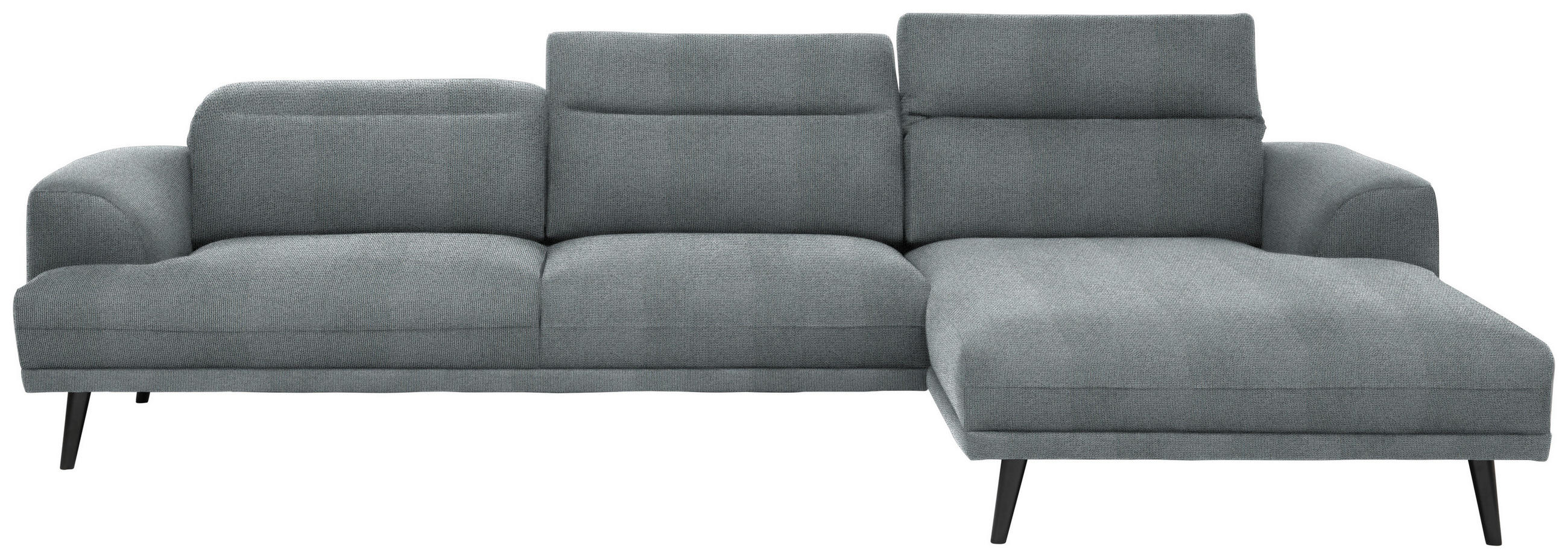 ECKSOFA in Struktur Graublau  - Graublau/Dunkelbraun, Design, Holz/Textil (292/169cm) - Lomoco
