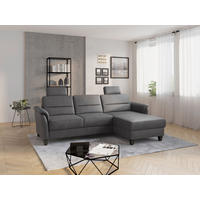 ECKSOFA in Mikrofaser Anthrazit  244/163 cm  - Wengefarben/Anthrazit, KONVENTIONELL, Holz/Textil (244/163cm) - Sit & More