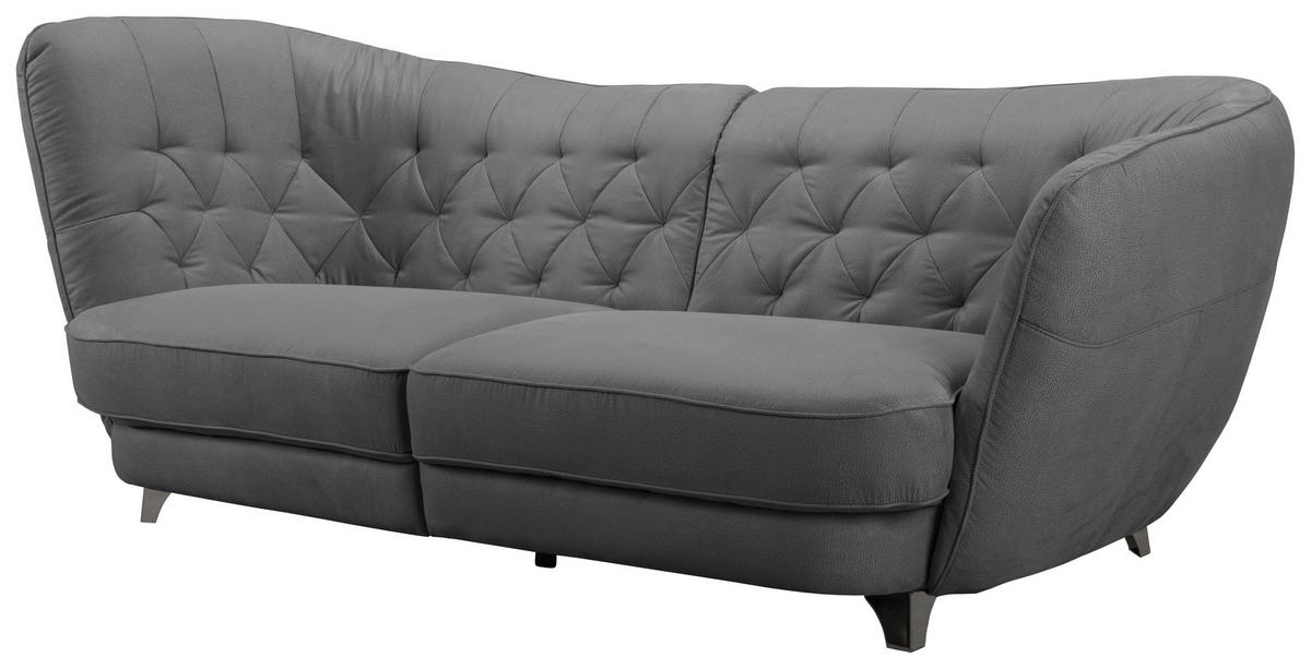 BIGSOFA in Flachgewebe Dunkelgrau  - Chromfarben/Dunkelgrau, Modern, Textil/Metall (256/85/115cm) - MID.YOU