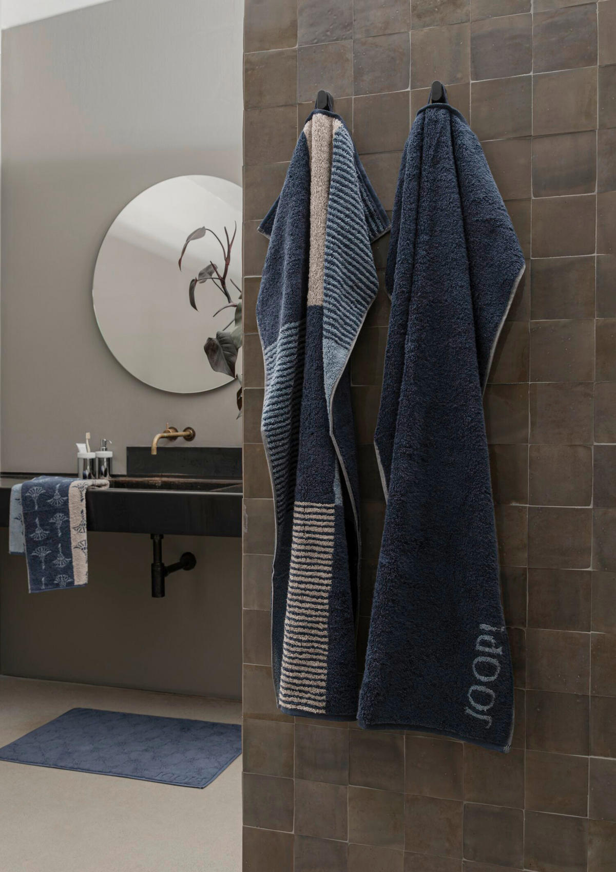 DUSCHTUCH DIVIDED SQUARES 80/150 cm  - Blau, Basics, Textil (80/150cm) - Joop!
