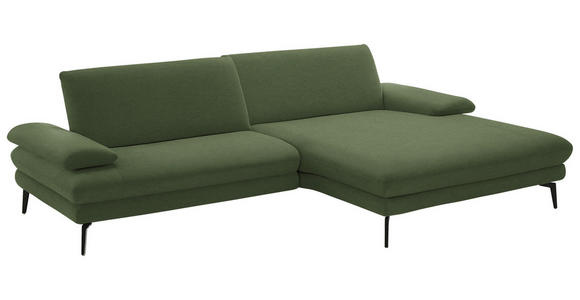 ECKSOFA  in Chenille, Flachgewebe Grün  284/180 cm  - Schwarz/Grün, Design, Textil/Metall (284/180cm) - Dieter Knoll