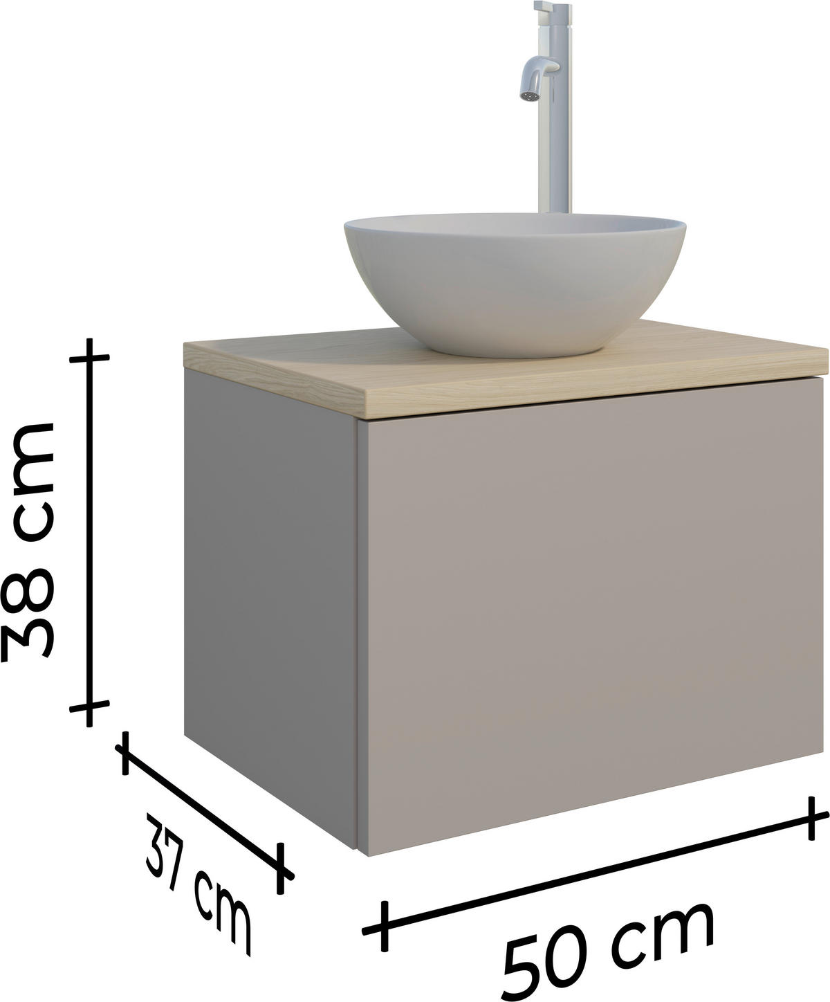 WASCHTISCHKOMBI 50,3 cm  - Eichefarben/Weiß, MODERN, Keramik/Holzwerkstoff (50,3cm) - Celina Home