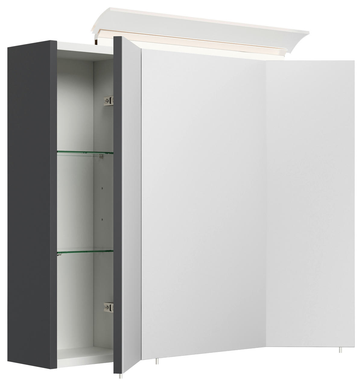 SPIEGELSCHRANK 75/62/17 cm  - Graphitfarben, MODERN, Glas/Holzwerkstoff (75/62/17cm) - MID.YOU