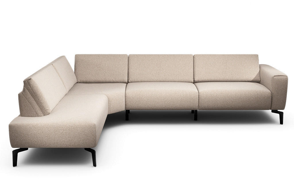 ECKSOFA Cosy Sandfarben Chenille  - Sandfarben/Schwarz, Design, Textil/Metall (213/296cm) - SENSOO