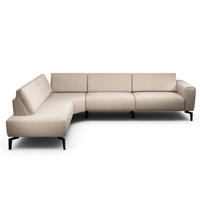 ECKSOFA Cosy Sandfarben Chenille  - Sandfarben/Schwarz, Design, Textil/Metall (213/296cm) - SENSOO