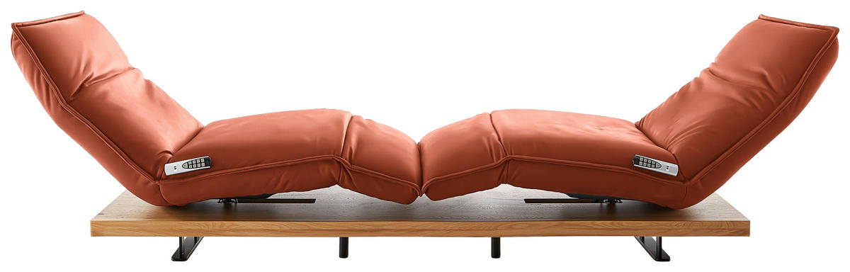 2-SITZER-SOFA in Echtleder Orange  - Eichefarben/Schwarz, Natur, Leder/Holz (240/63/115cm) - Koinor