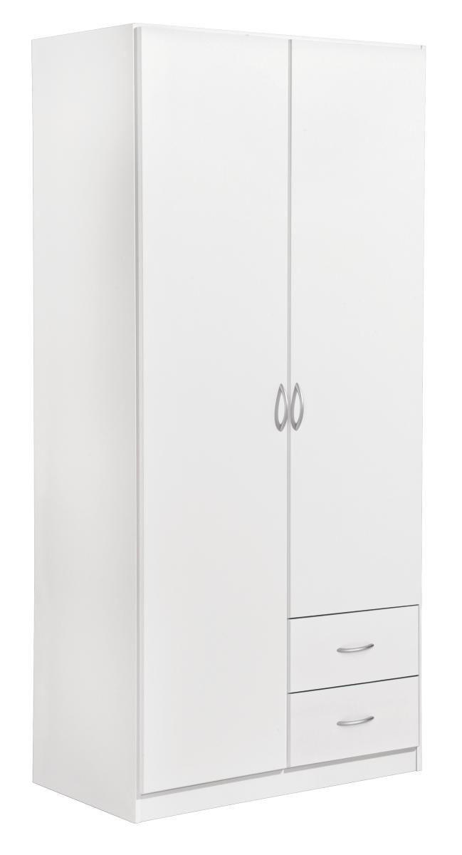KLEIDERSCHRANK 91/197/54 cm 2-türig  - Silberfarben/Weiß, Design, Holzwerkstoff/Kunststoff (91/197/54cm) - Boxxx