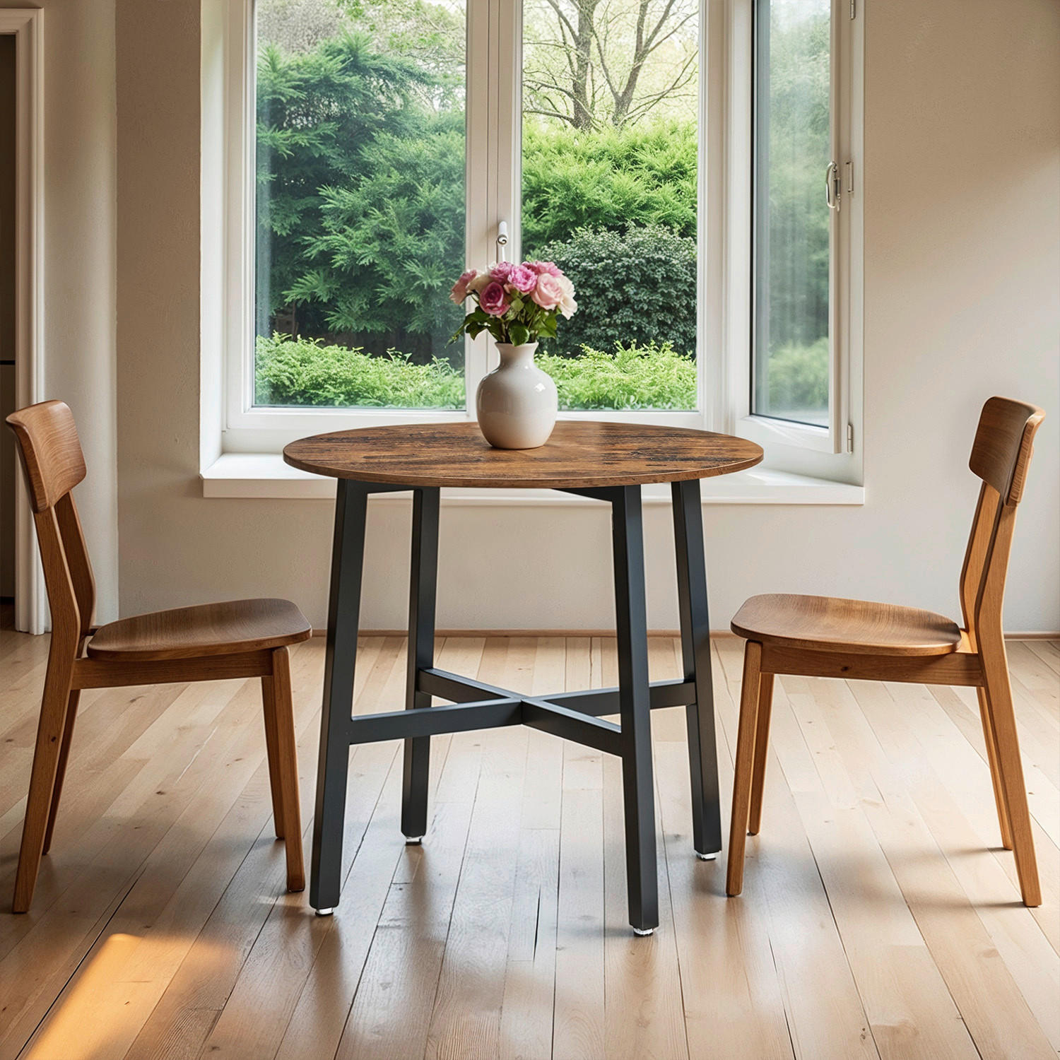 ESSTISCH Braun, Schwarz  - Schwarz/Braun, Trend, Holzwerkstoff/Metall (80/75/80cm) - MID.YOU