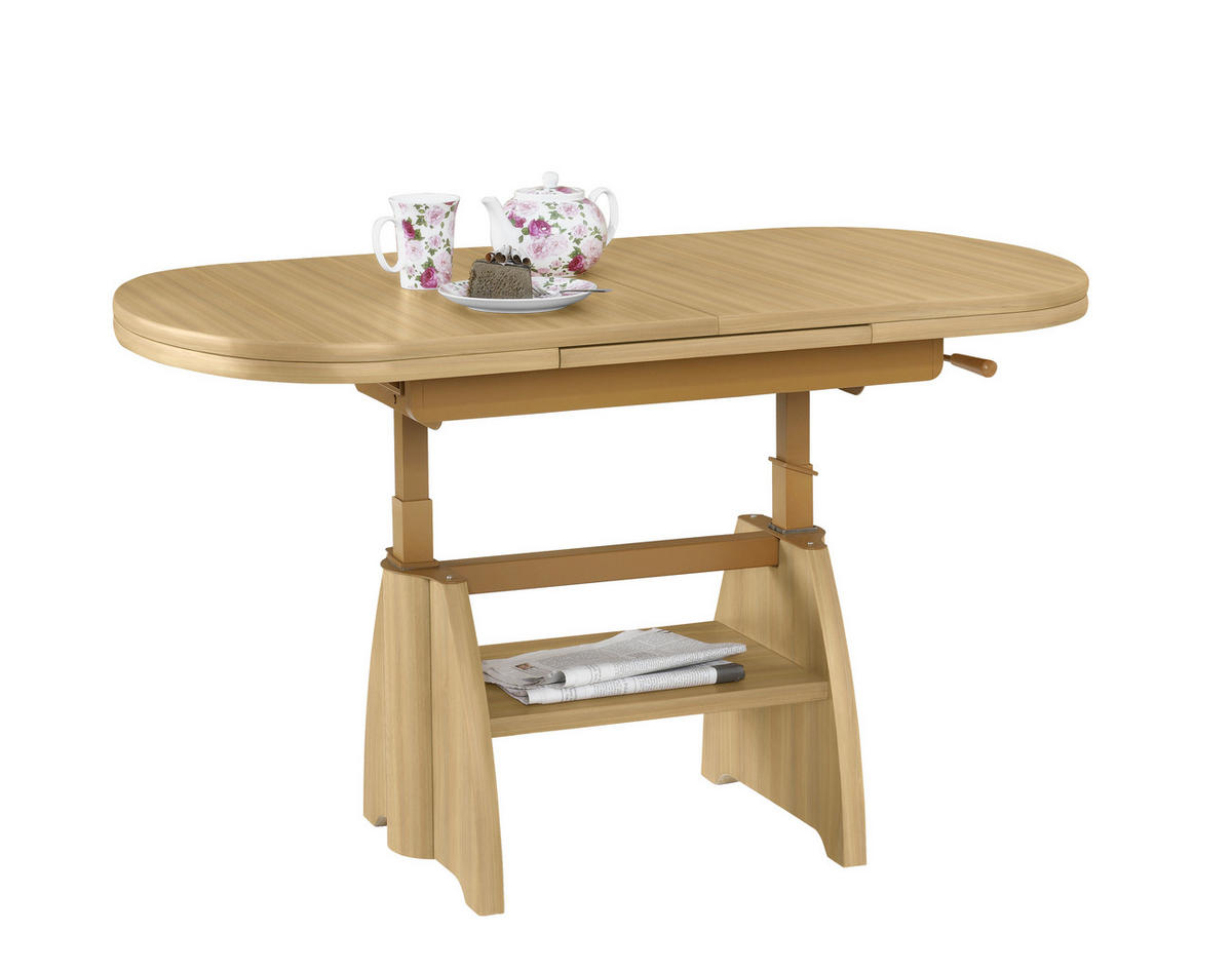 COUCHTISCH Kernbuche furniert 125-166/71/56-75 cm oval Buchefarben  - Buchefarben, KONVENTIONELL, Holzwerkstoff/Metall (125-166/71/56-75cm) - Venda