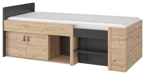 STAURAUMBETT 90/200 cm  in Eiche Artisan  - Schwarz/Eiche Artisan, MODERN, Holzwerkstoff (90/200cm) - MID.YOU