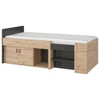 STAURAUMBETT 90/200 cm  in Eiche Artisan  - Schwarz/Eiche Artisan, MODERN, Holzwerkstoff (90/200cm) - MID.YOU