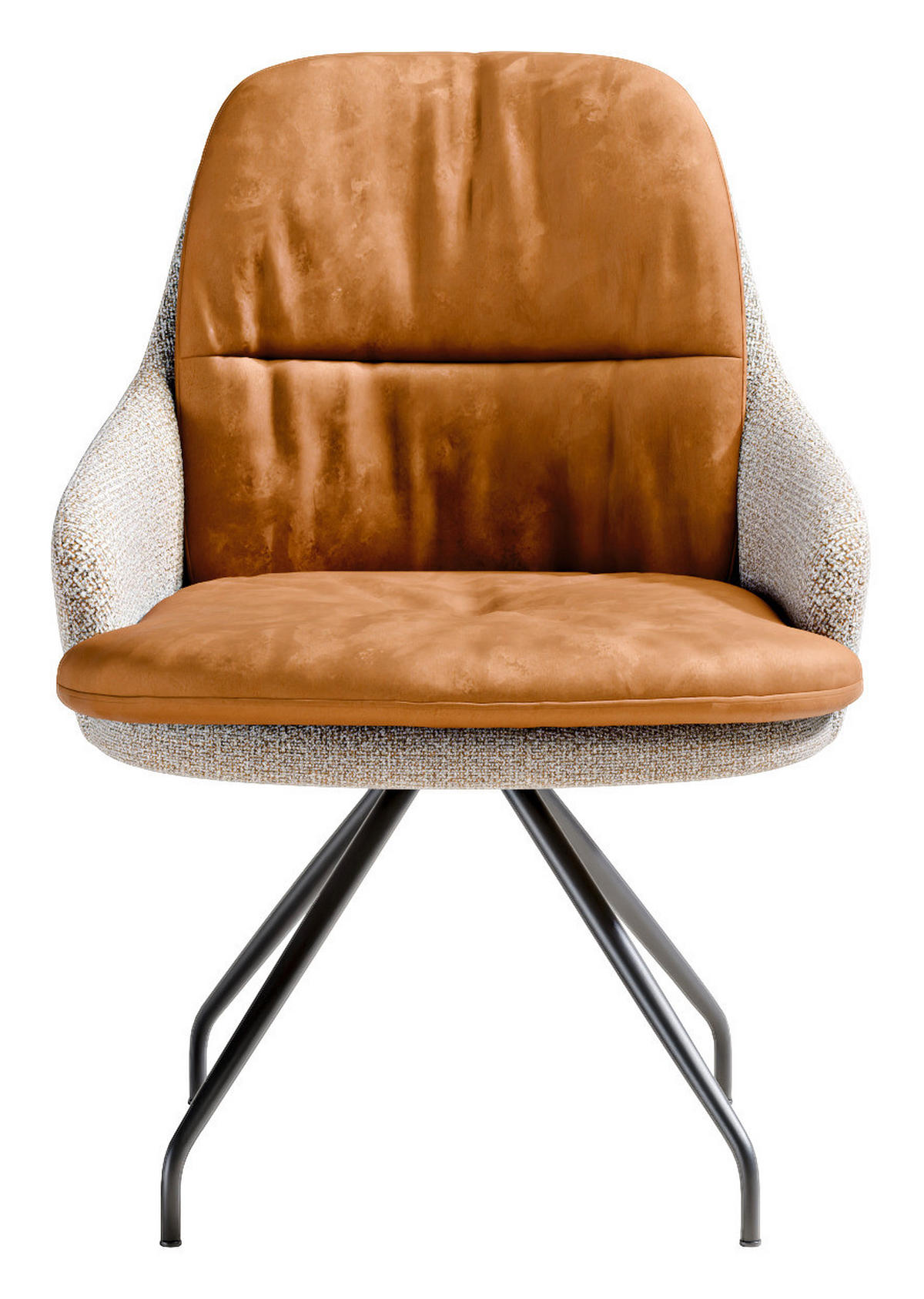 ARMLEHNSTUHL  Beinauswahl, Sitzfläche 360° drehbar, Stoff-/Lederauswahl Velours  Naturfarben, Rostfarben  - Rostfarben/Schwarz, Design, Textil/Metall (60/86/66cm) - Dieter Knoll