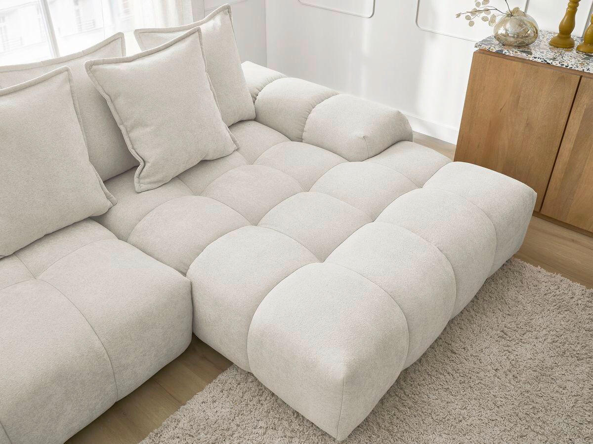 ECKSCHLAFSOFA EVEREST  mit Rücken echt, Armteil links, Armteil rechts Struktur Beige  - Beige/Schwarz, MODERN, Kunststoff/Textil (318/180cm) - Livetastic