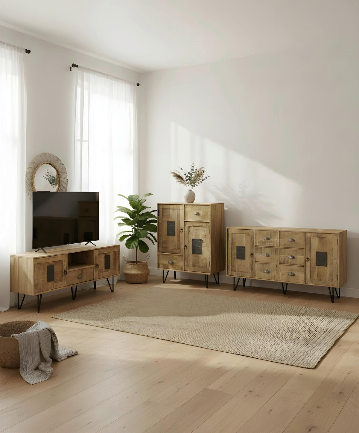 SIDEBOARD 150/90/40 cm  - Hellbraun/Naturfarben, LIFESTYLE, Holz/Metall (150/90/40cm) - Landscape