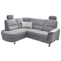 ECKSOFA Grau Mikrofaser  - Chromfarben/Grau, KONVENTIONELL, Textil/Metall (184/231cm) - Livetastic