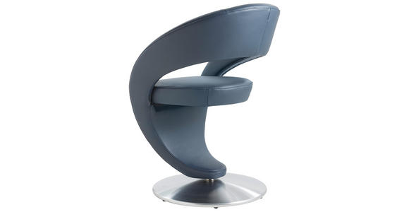 STUHL in Stahl Echtleder pigmentiert Metall, Leder - Edelstahlfarben/Dunkelblau, Design, Leder/Metall (62/86/61cm) - Moderano