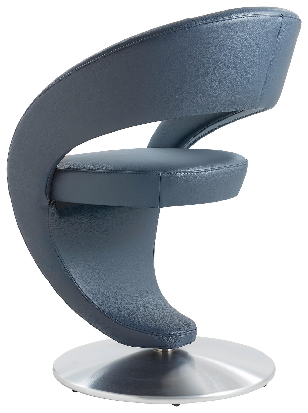STUHL  in Stahl Echtleder pigmentiert  - Edelstahlfarben/Dunkelblau, Design, Leder/Metall (62/86/61cm) - Moderano