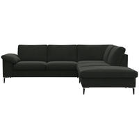 ECKSOFA Waldgrün Chenille, Webstoff, Flachgewebe  - Waldgrün/Schwarz, Design, Textil/Metall (247/225cm) - Livetastic