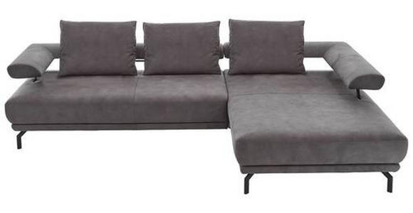 ECKSOFA Anthrazit Mikrofaser  - Anthrazit/Schwarz, Design, Textil/Metall (305/224cm) - Dieter Knoll