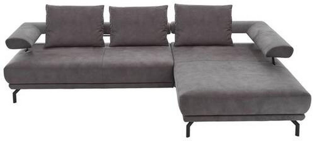 ECKSOFA in Mikrofaser Anthrazit  305/224 cm  - Anthrazit/Schwarz, Design, Textil/Metall (305/224cm) - Dieter Knoll