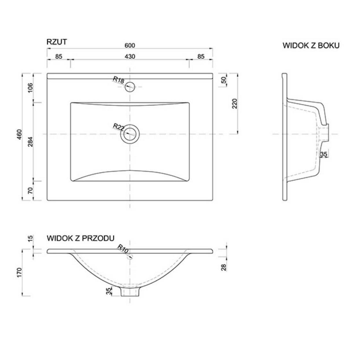 ELEMENT S UMIVAONIKOM  bijela  - bijela/boje aluminija, Basics, drvni materijal/metal (60cm) - MID.YOU