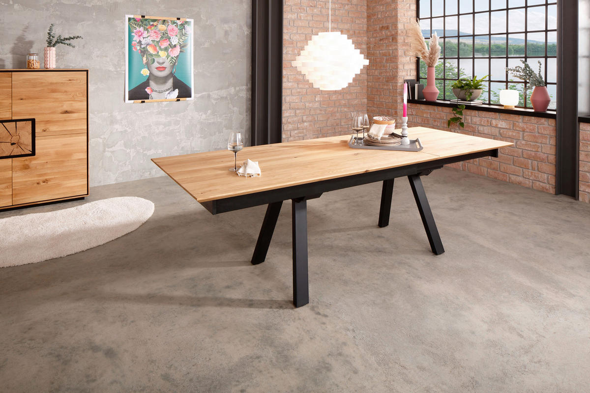 ESSTISCH in Holz 200/100/75 cm  - Schwarz/Braun, Natur, Holz/Metall (200/100/75cm) - Livetastic
