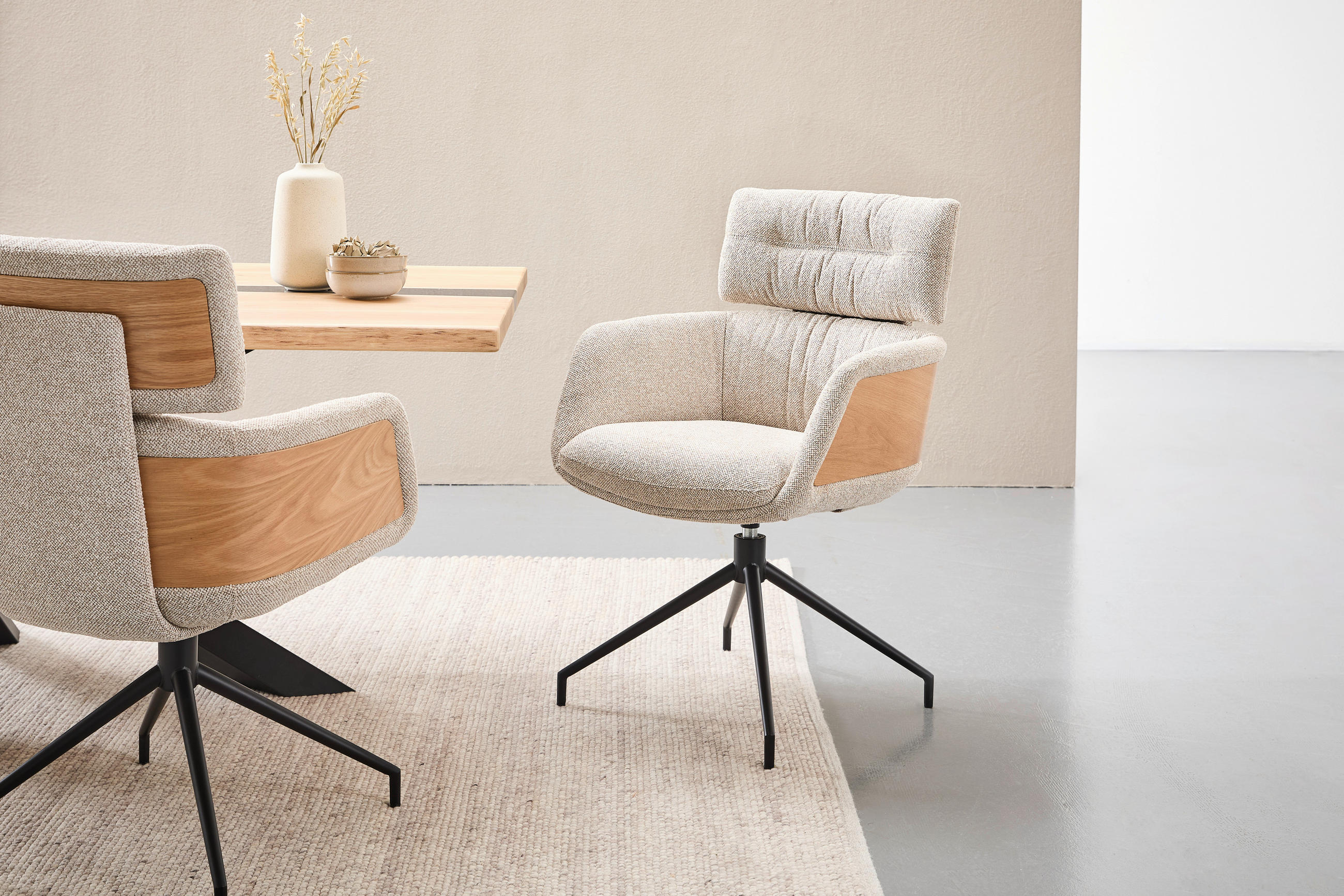 ARMLEHNSTUHL  in Eisen Webstoff  - Taupe/Eichefarben, Design, Holz/Textil (62/92/66cm) - Dieter Knoll