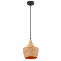 HÄNGELEUCHTE 25/140 cm    - Goldfarben/Schwarz, Natur, Textil/Metall (25/140cm) - Globo