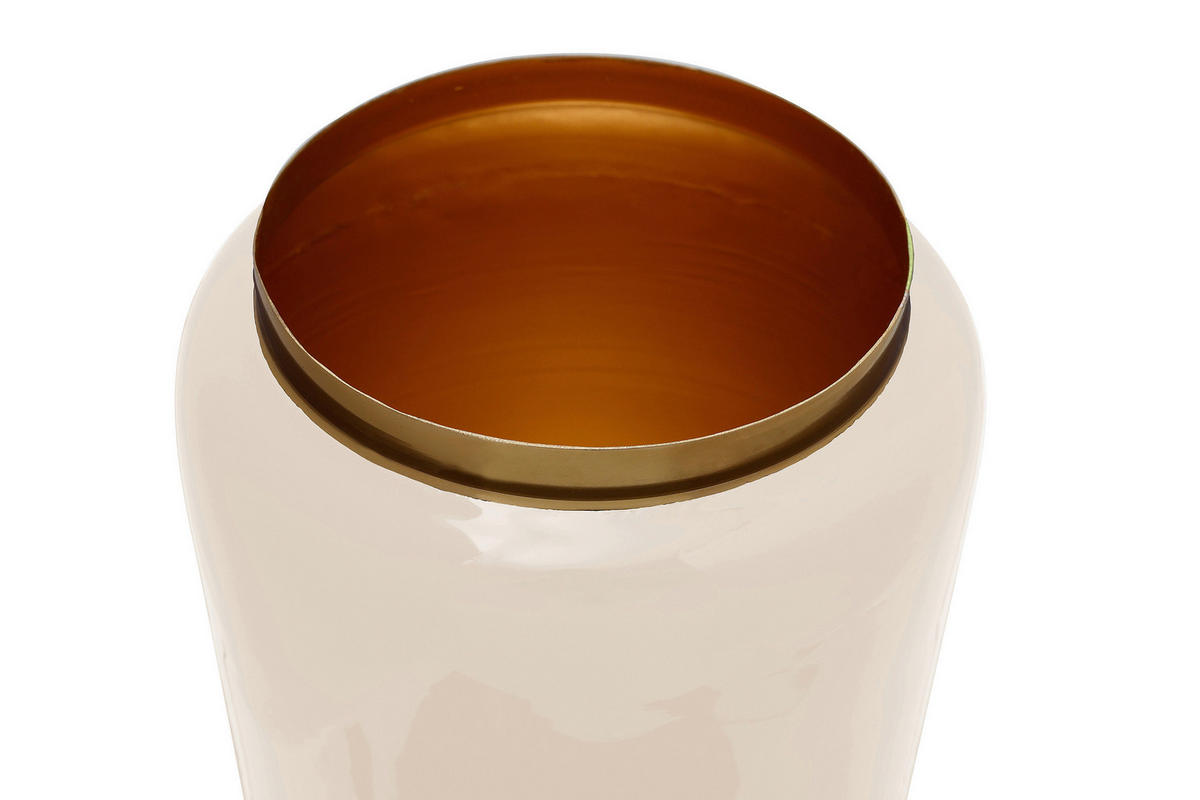 VASE  - Hellrosa/Goldfarben, Trend, Metall (14,5/14,5/20cm) - Kayoom