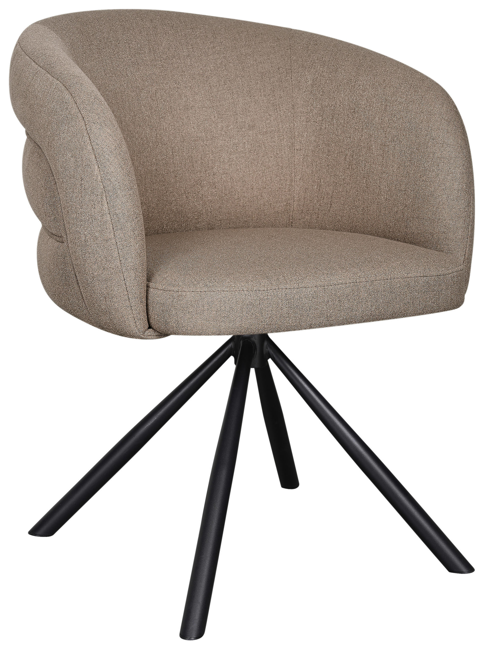 ARMLEHNSTUHL  Sitzfläche 360° drehbar, automatische Rückholfunktion Webstoff  Braun, Schwarz  - Schwarz/Braun, Design, Textil/Metall (64,5/79/64cm) - Milino
