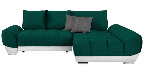 ECKSOFA in Grün, Weiß, Dunkelgrau  - Dunkelgrau/Weiß, MODERN, Textil/Metall (290/192cm) - Carryhome