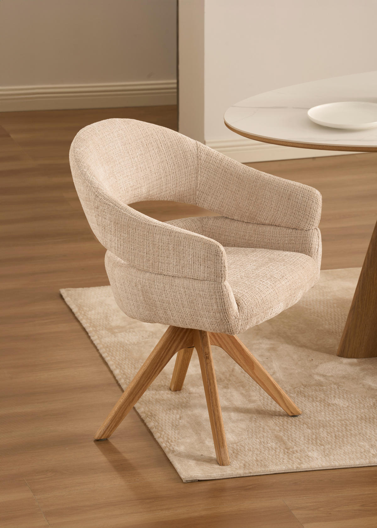 ARMLEHNSTUHL in Holz, Textil Eichefarben, Beige  - Eichefarben/Beige, MODERN, Holz/Textil (58/85/62cm) - Livetastic