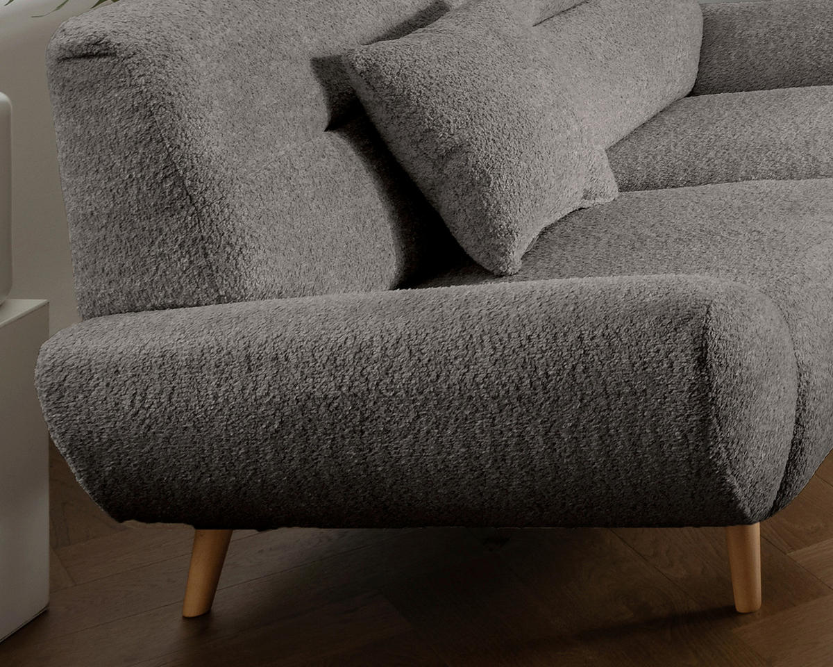 3-SITZER-SOFA in Bouclé Anthrazit  - Wildeiche/Anthrazit, KONVENTIONELL, Holz/Textil (205/81/90cm) - MID.YOU