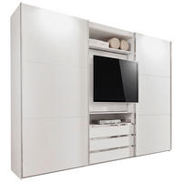 SCHWEBETÜRENSCHRANK 300/216/65 cm 2-türig Weiß  - Edelstahlfarben/Weiß, MODERN, Holzwerkstoff/Metall (300/216/65cm) - P & B